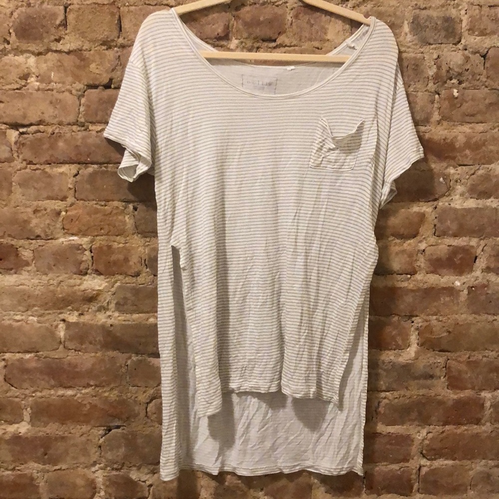 PacSun White and Grey-Striped Top